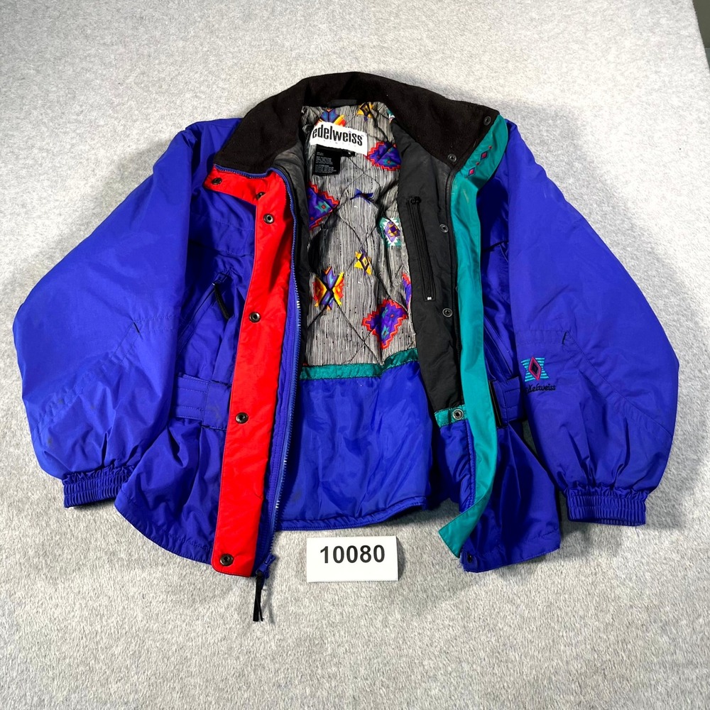 Vintage Edelweiss Ski Jacket Womens Small Purple Lined Nylon Belted Full Zip